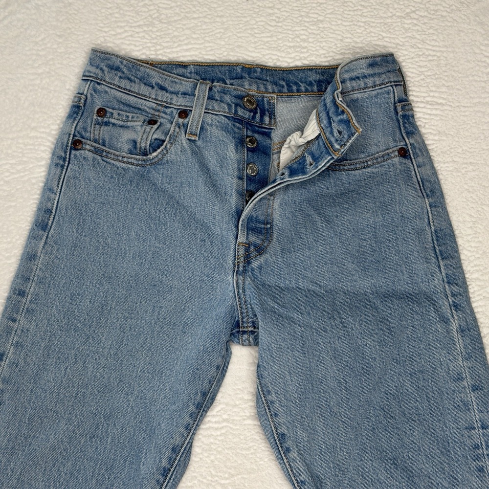 Levi's 501 S Skinny Jeans Women's 25x28 Light Wash High Rise Button Fly Fray Hem